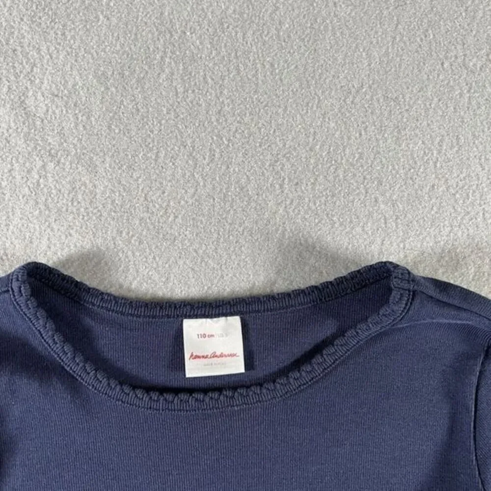 Hanna Andersson T-Shirt Girls‎ Size 110 US 5 Navy Cotton Long Sleeve Basic Top